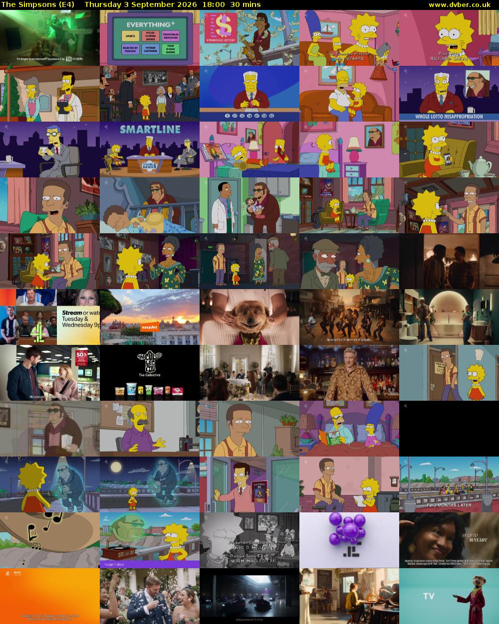 The Simpsons (E4) Thursday 3 September 2026 18:00 - 18:30
