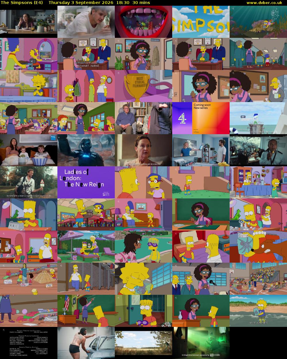 The Simpsons (E4) Thursday 3 September 2026 18:30 - 19:00