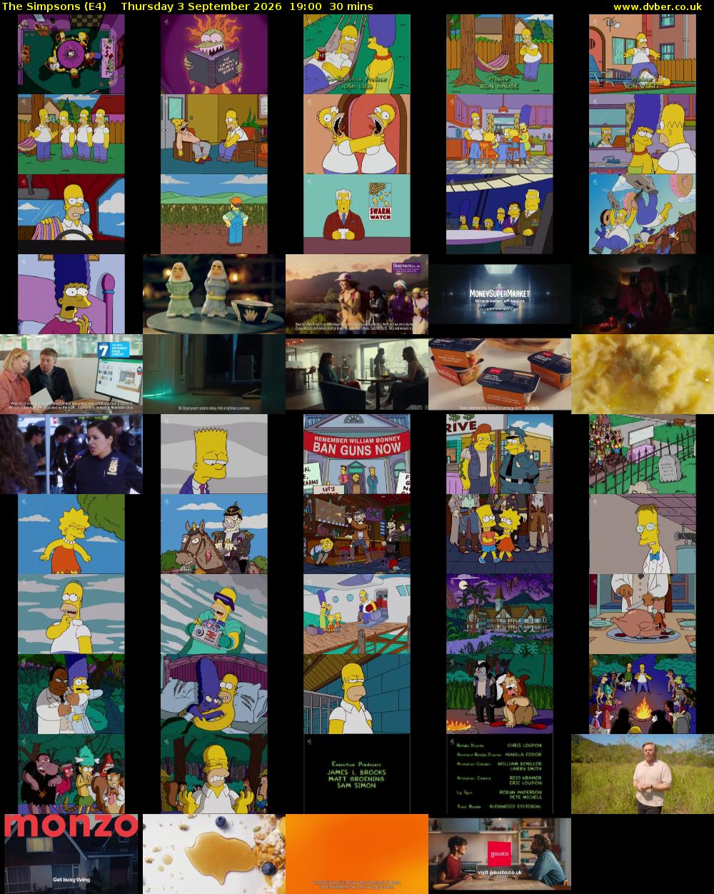 The Simpsons (E4) Thursday 3 September 2026 19:00 - 19:30