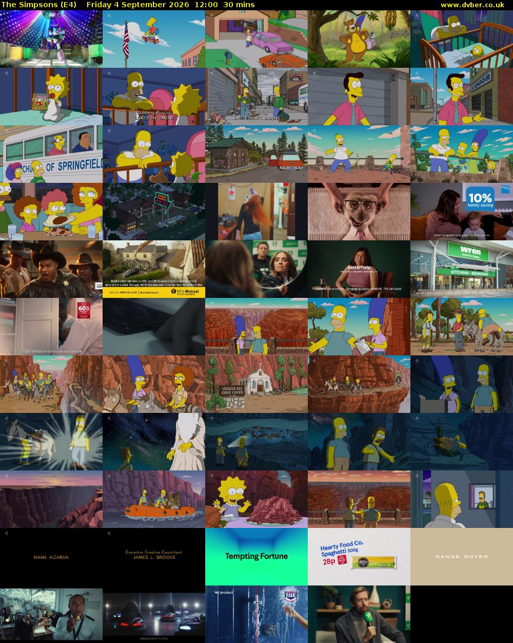 The Simpsons (E4) Friday 4 September 2026 12:00 - 12:30