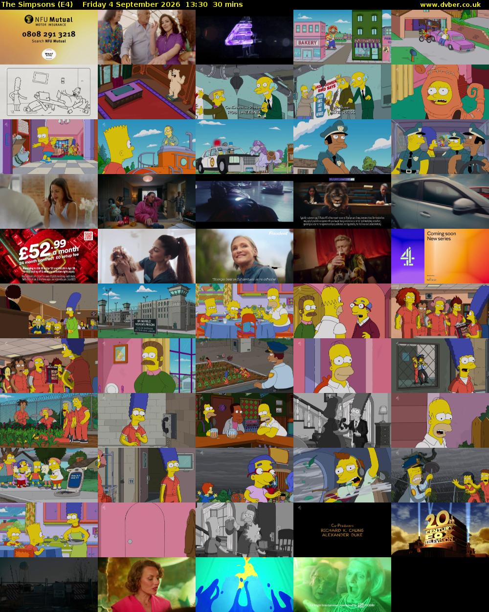 The Simpsons (E4) Friday 4 September 2026 13:30 - 14:00