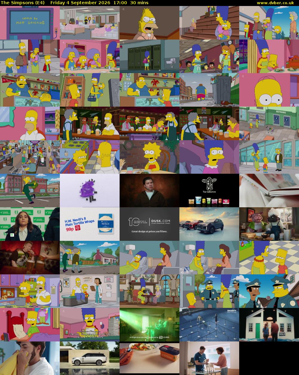 The Simpsons (E4) Friday 4 September 2026 17:00 - 17:30
