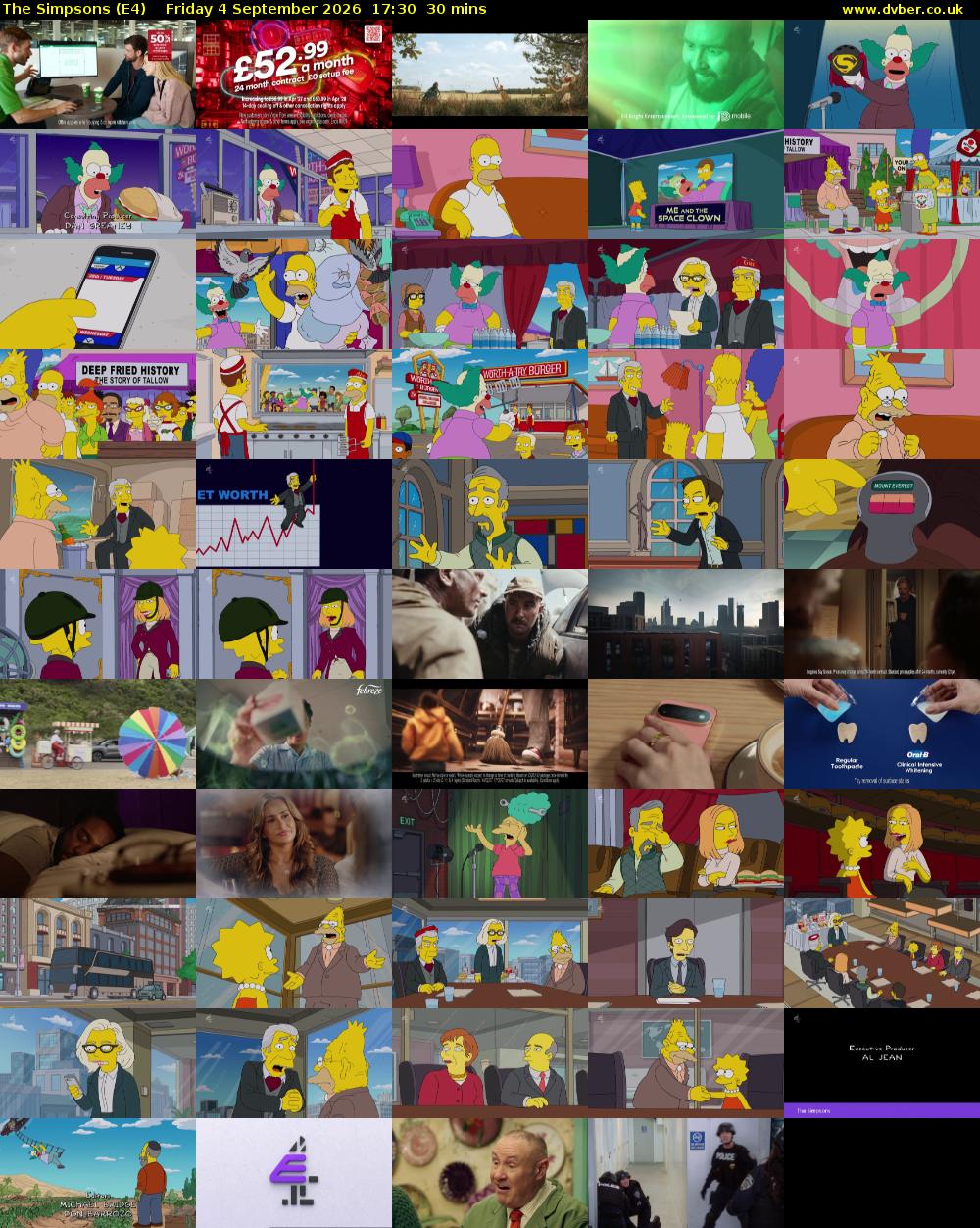 The Simpsons (E4) Friday 4 September 2026 17:30 - 18:00