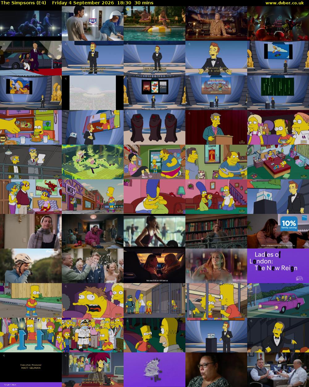 The Simpsons (E4) Friday 4 September 2026 18:30 - 19:00