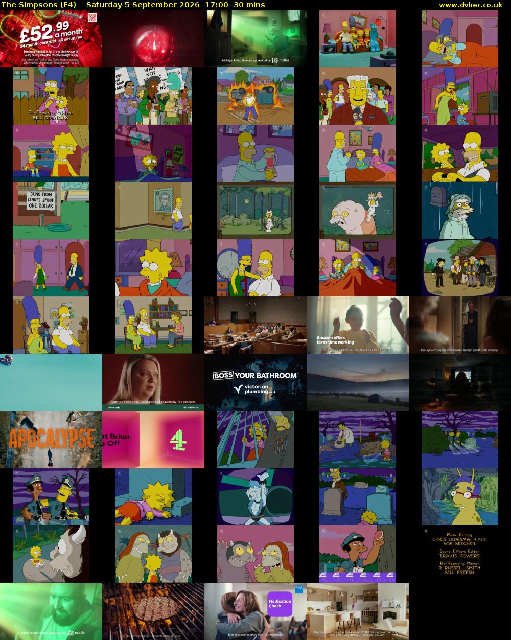 The Simpsons (E4) Saturday 5 September 2026 17:00 - 17:30
