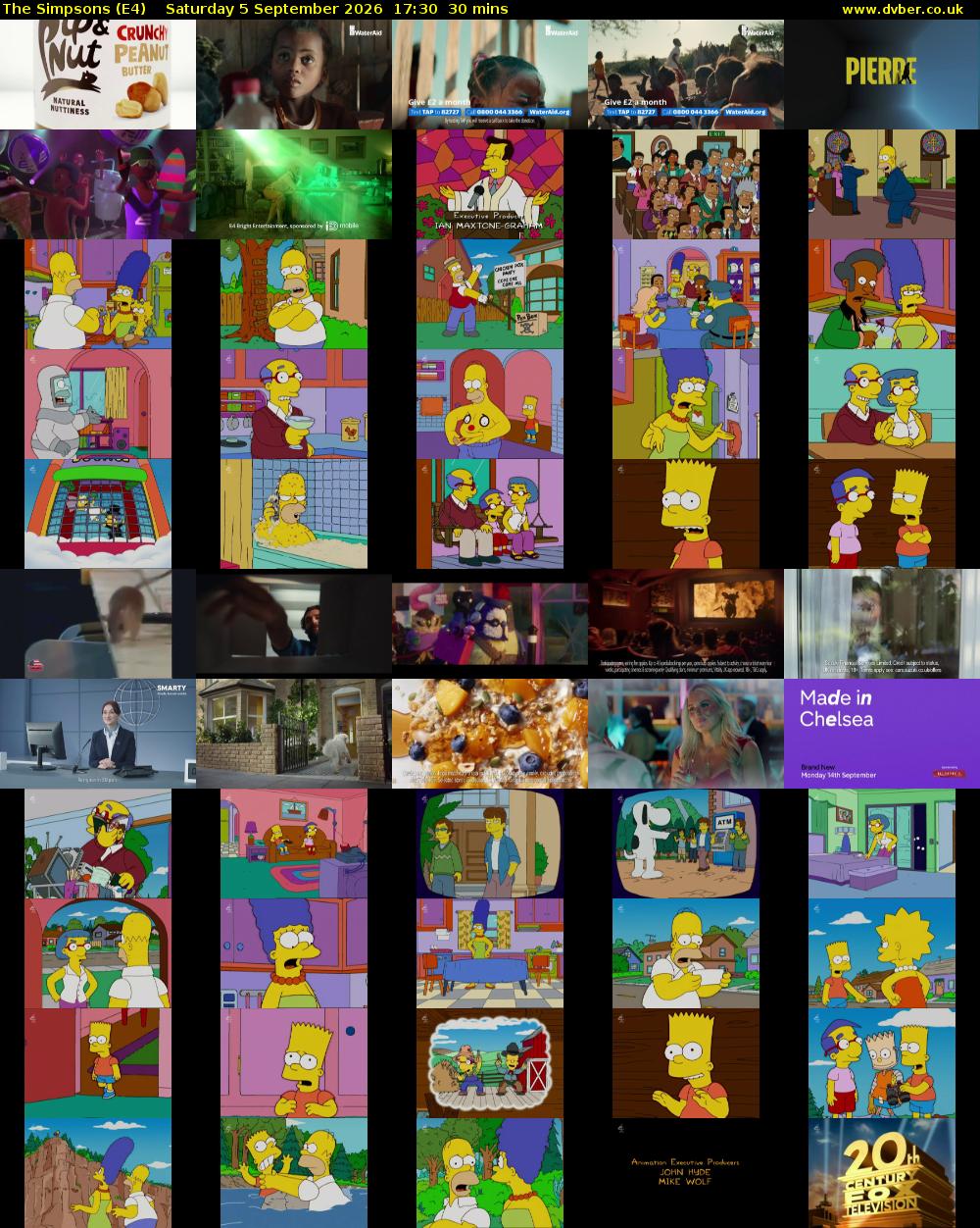 The Simpsons (E4) Saturday 5 September 2026 17:30 - 18:00