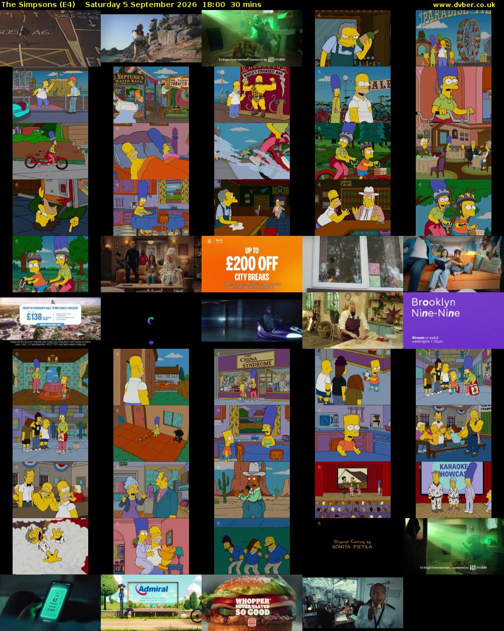 The Simpsons (E4) Saturday 5 September 2026 18:00 - 18:30