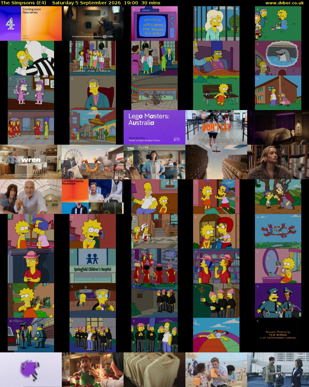 The Simpsons (E4) Saturday 5 September 2026 19:00 - 19:30