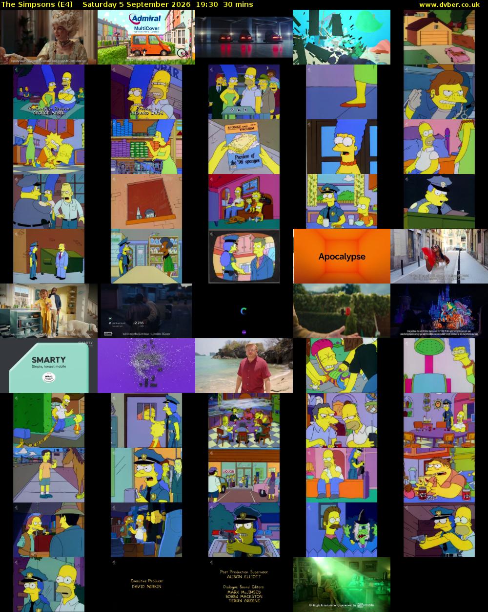 The Simpsons (E4) Saturday 5 September 2026 19:30 - 20:00