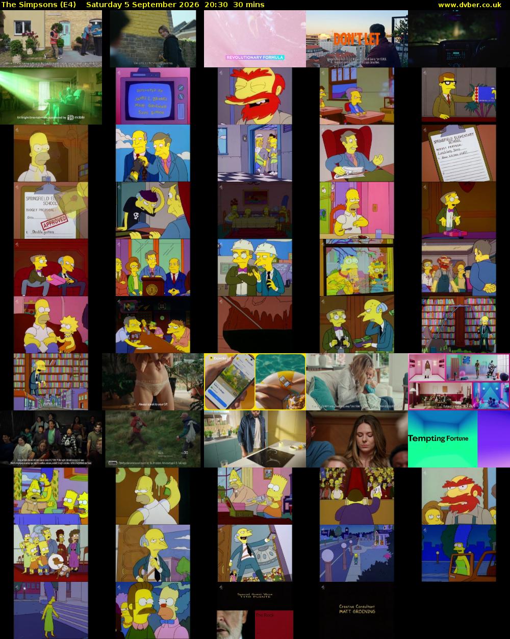 The Simpsons (E4) Saturday 5 September 2026 20:30 - 21:00