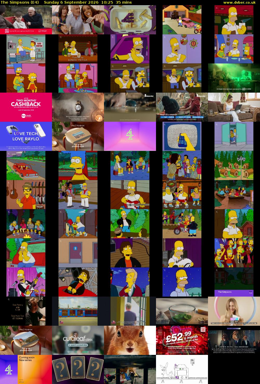 The Simpsons (E4) Sunday 6 September 2026 10:25 - 11:00