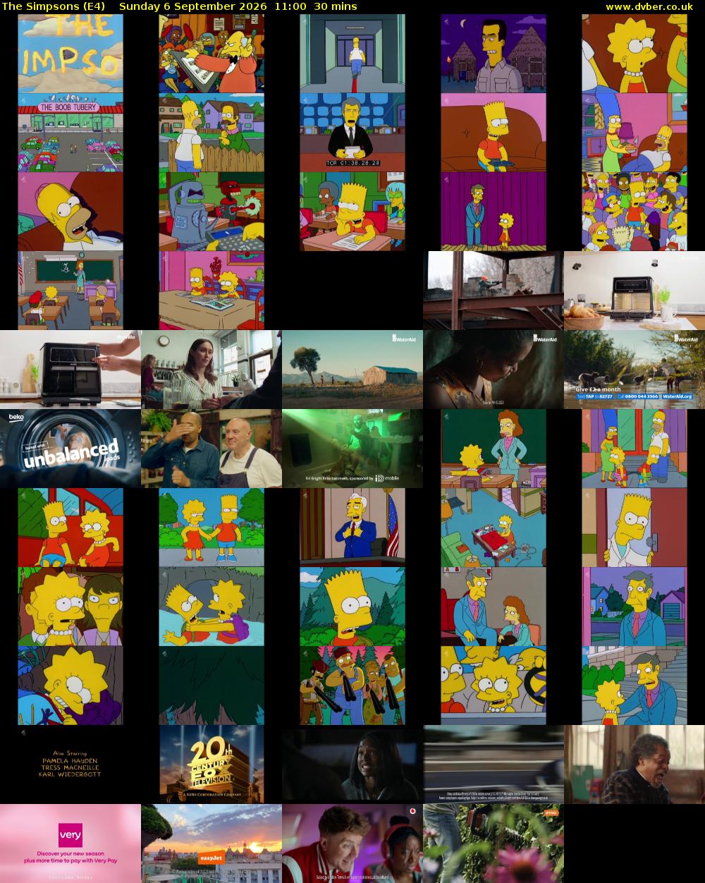 The Simpsons (E4) Sunday 6 September 2026 11:00 - 11:30