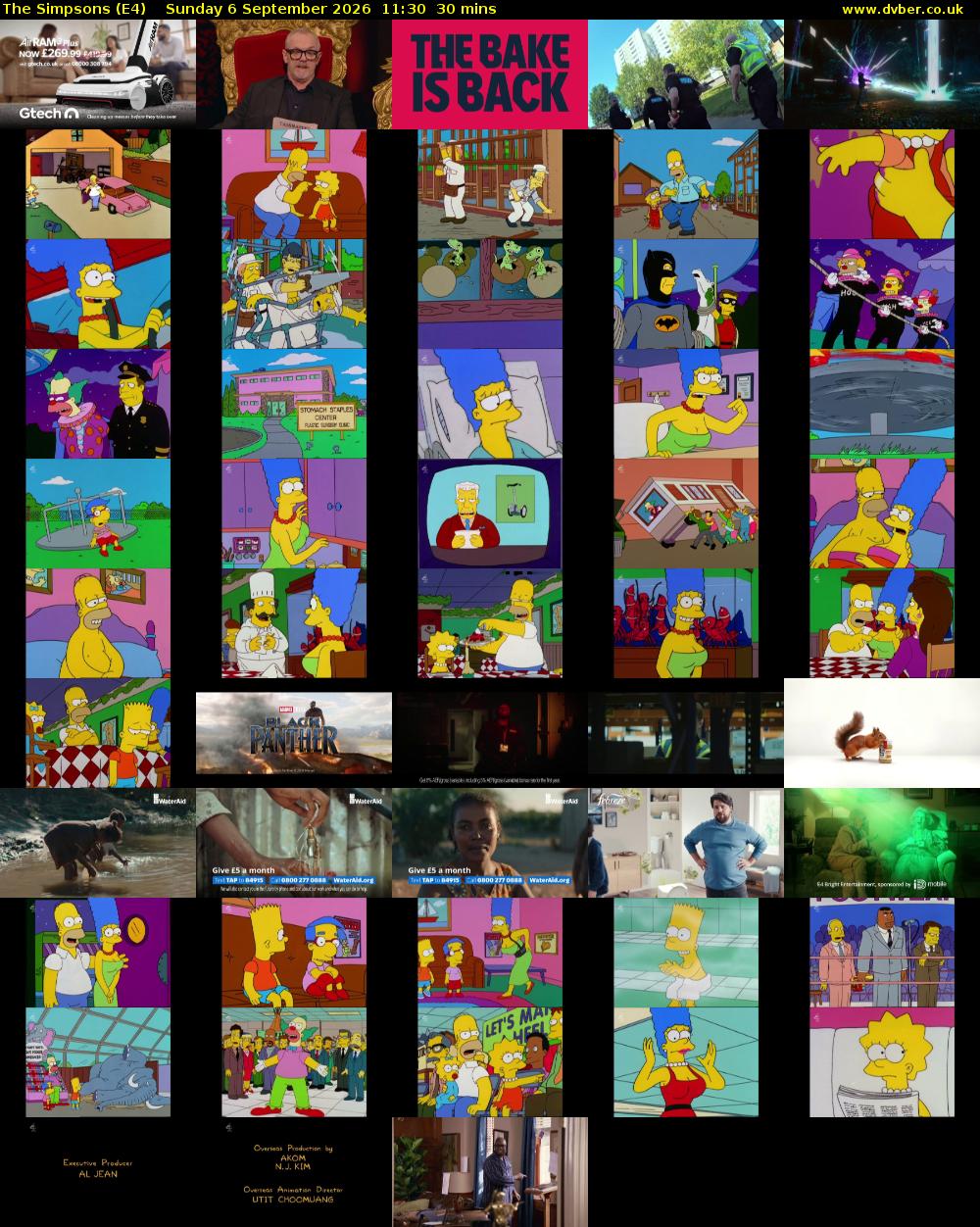 The Simpsons (E4) Sunday 6 September 2026 11:30 - 12:00