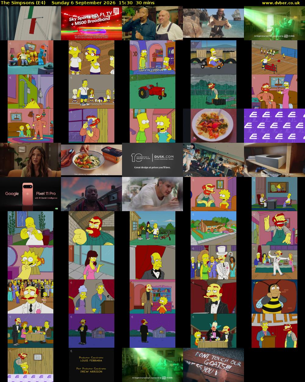 The Simpsons (E4) Sunday 6 September 2026 15:30 - 16:00