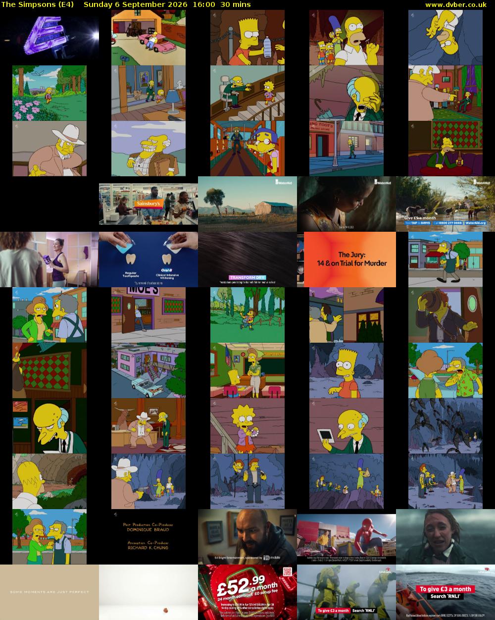 The Simpsons (E4) Sunday 6 September 2026 16:00 - 16:30
