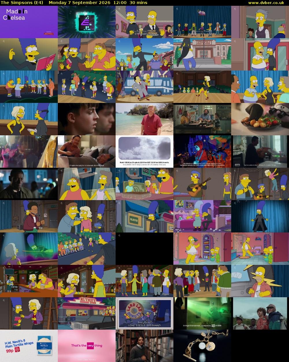 The Simpsons (E4) Monday 7 September 2026 12:00 - 12:30