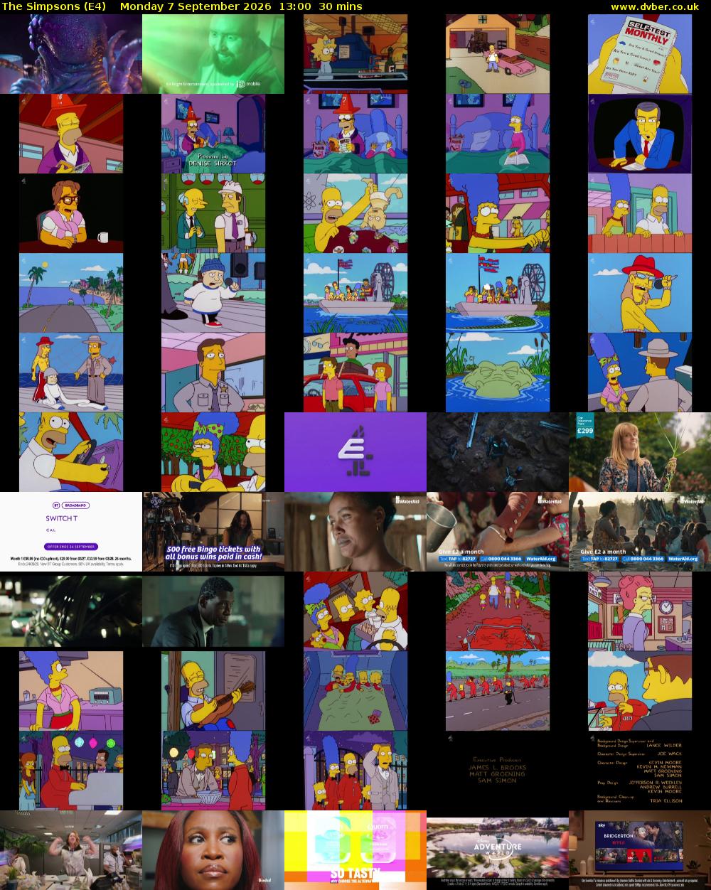 The Simpsons (E4) Monday 7 September 2026 13:00 - 13:30