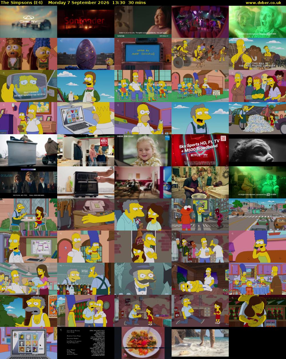 The Simpsons (E4) Monday 7 September 2026 13:30 - 14:00
