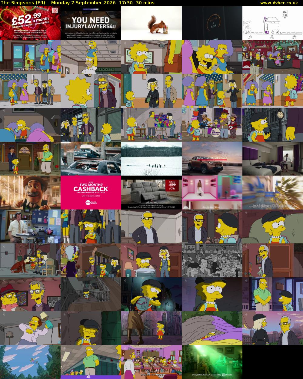 The Simpsons (E4) Monday 7 September 2026 17:30 - 18:00