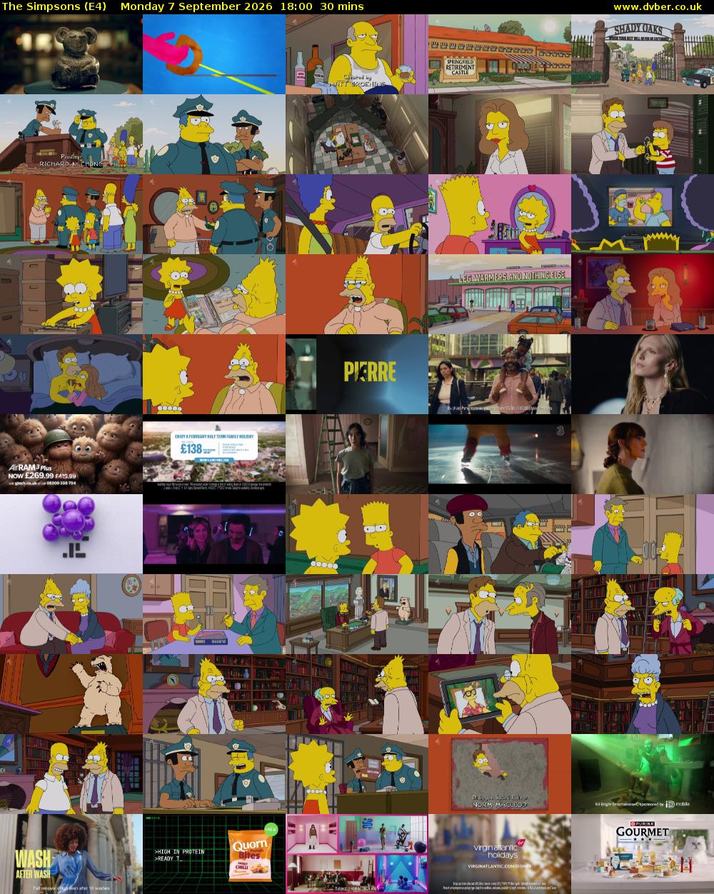 The Simpsons (E4) Monday 7 September 2026 18:00 - 18:30