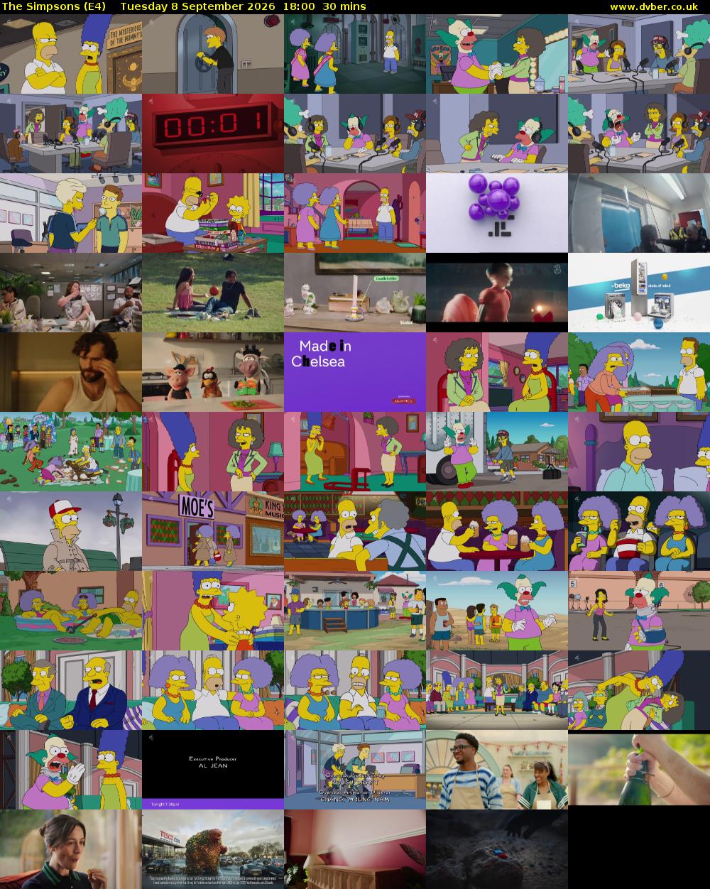 The Simpsons (E4) Tuesday 8 September 2026 18:00 - 18:30