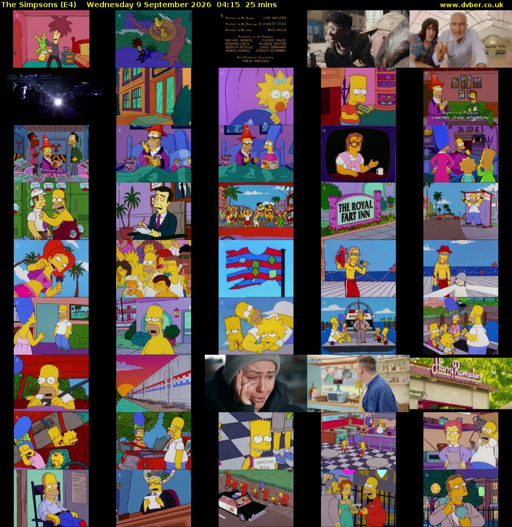 The Simpsons (E4) Wednesday 9 September 2026 04:15 - 04:40