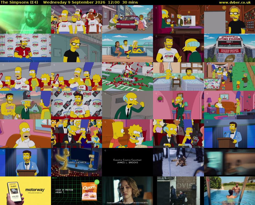 The Simpsons (E4) Wednesday 9 September 2026 12:00 - 12:30