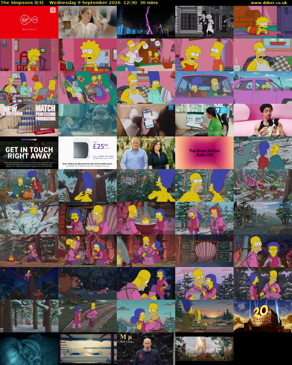 The Simpsons (E4) Wednesday 9 September 2026 12:30 - 13:00
