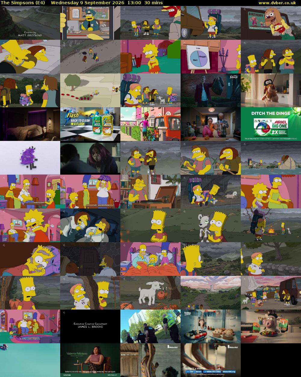 The Simpsons (E4) Wednesday 9 September 2026 13:00 - 13:30