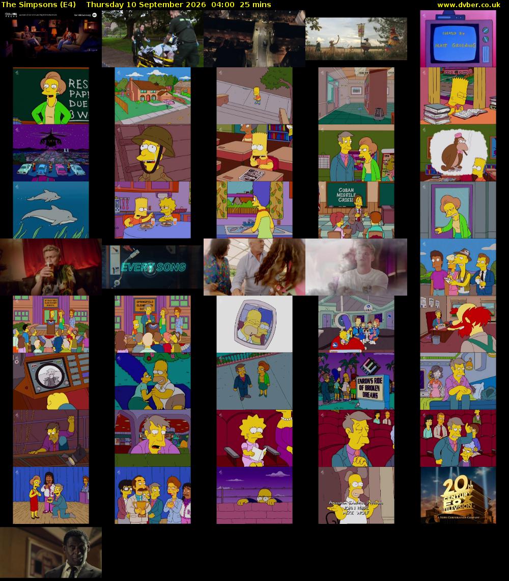The Simpsons (E4) Thursday 10 September 2026 04:00 - 04:25