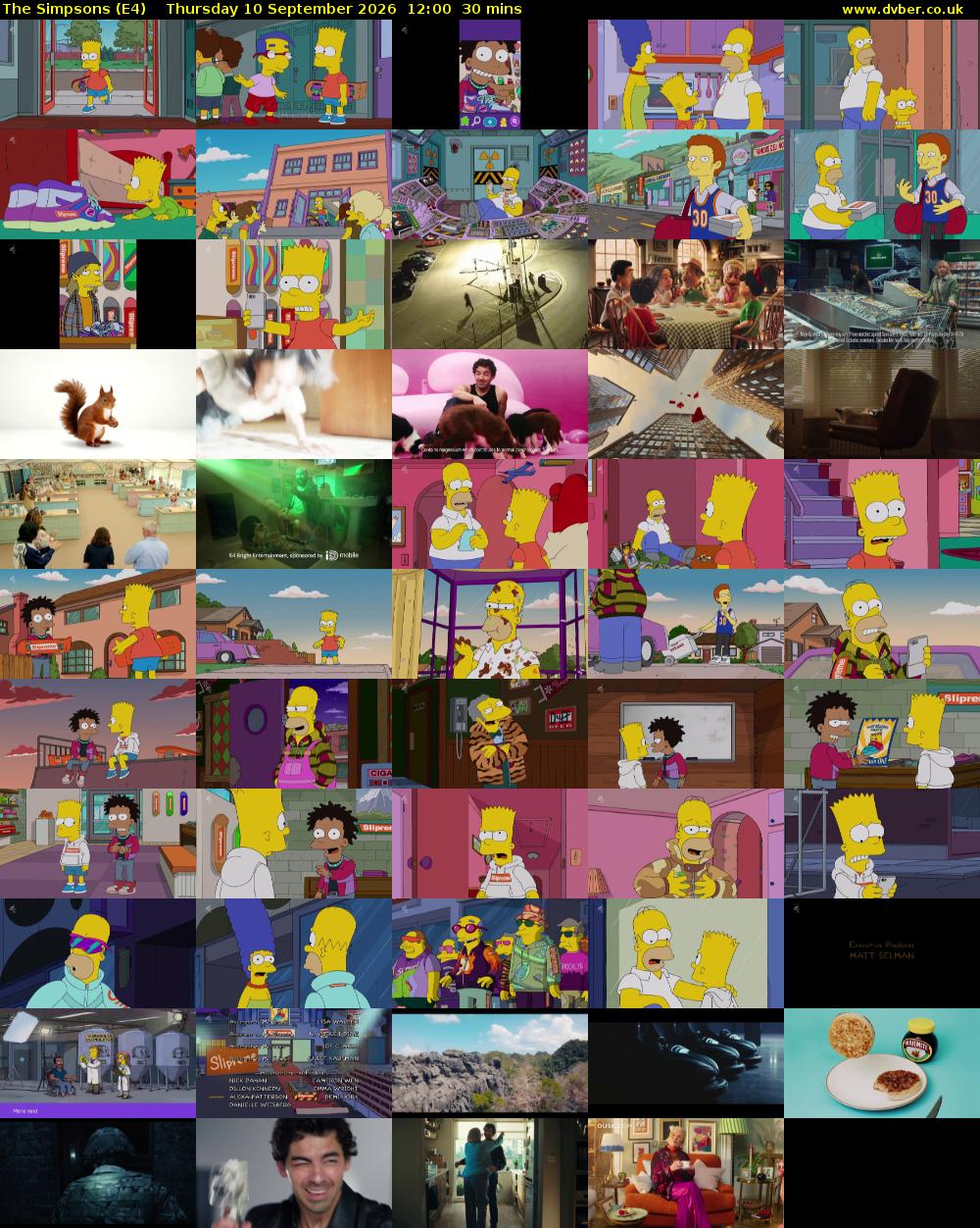 The Simpsons (E4) Thursday 10 September 2026 12:00 - 12:30