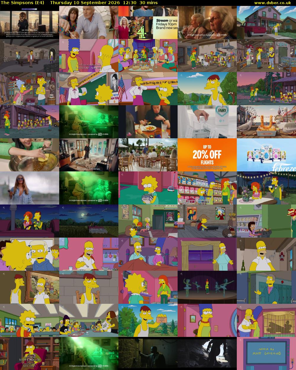 The Simpsons (E4) Thursday 10 September 2026 12:30 - 13:00