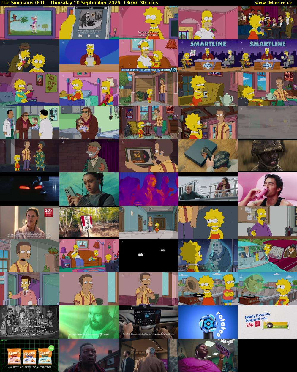 The Simpsons (E4) Thursday 10 September 2026 13:00 - 13:30
