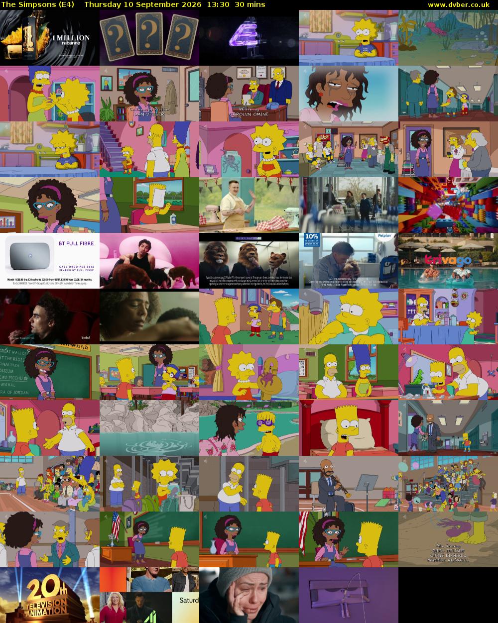 The Simpsons (E4) Thursday 10 September 2026 13:30 - 14:00