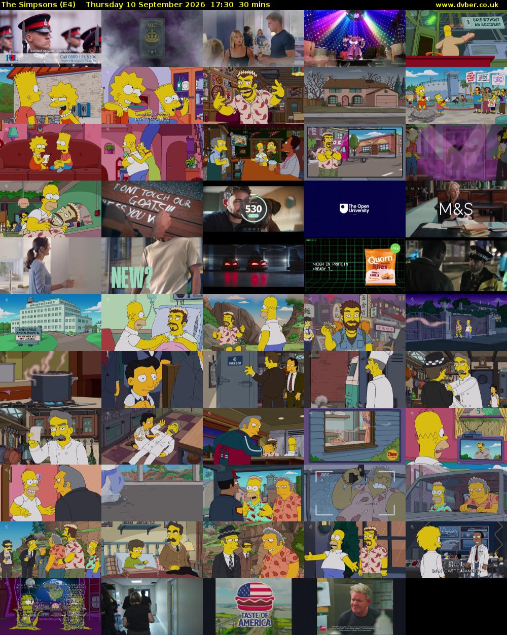 The Simpsons (E4) Thursday 10 September 2026 17:30 - 18:00