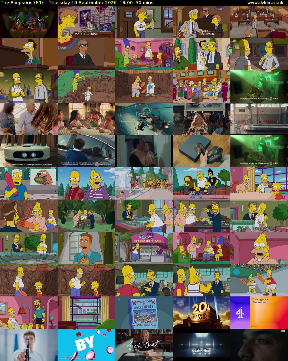 The Simpsons (E4) Thursday 10 September 2026 18:00 - 18:30