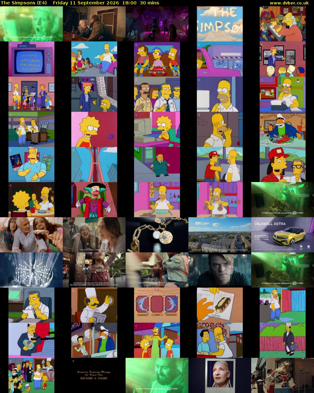 The Simpsons (E4) Friday 11 September 2026 18:00 - 18:30