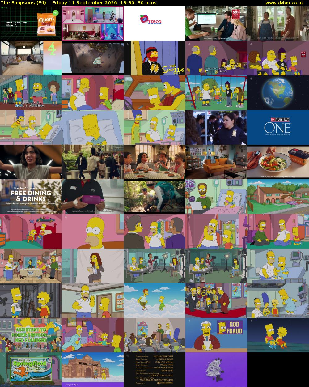 The Simpsons (E4) Friday 11 September 2026 18:30 - 19:00
