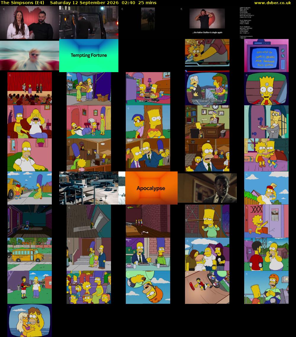 The Simpsons (E4) Saturday 12 September 2026 02:40 - 03:05