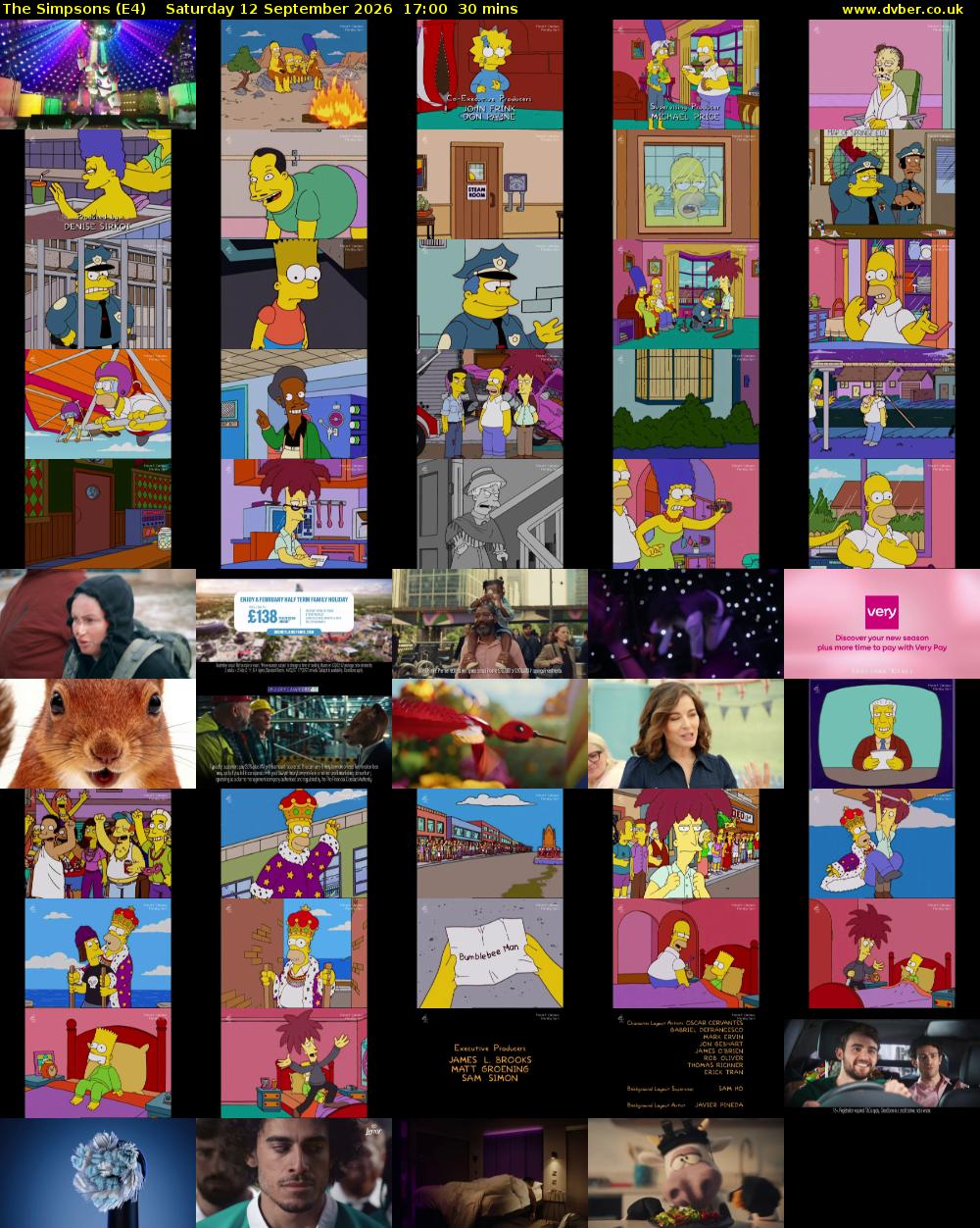 The Simpsons (E4) Saturday 12 September 2026 17:00 - 17:30