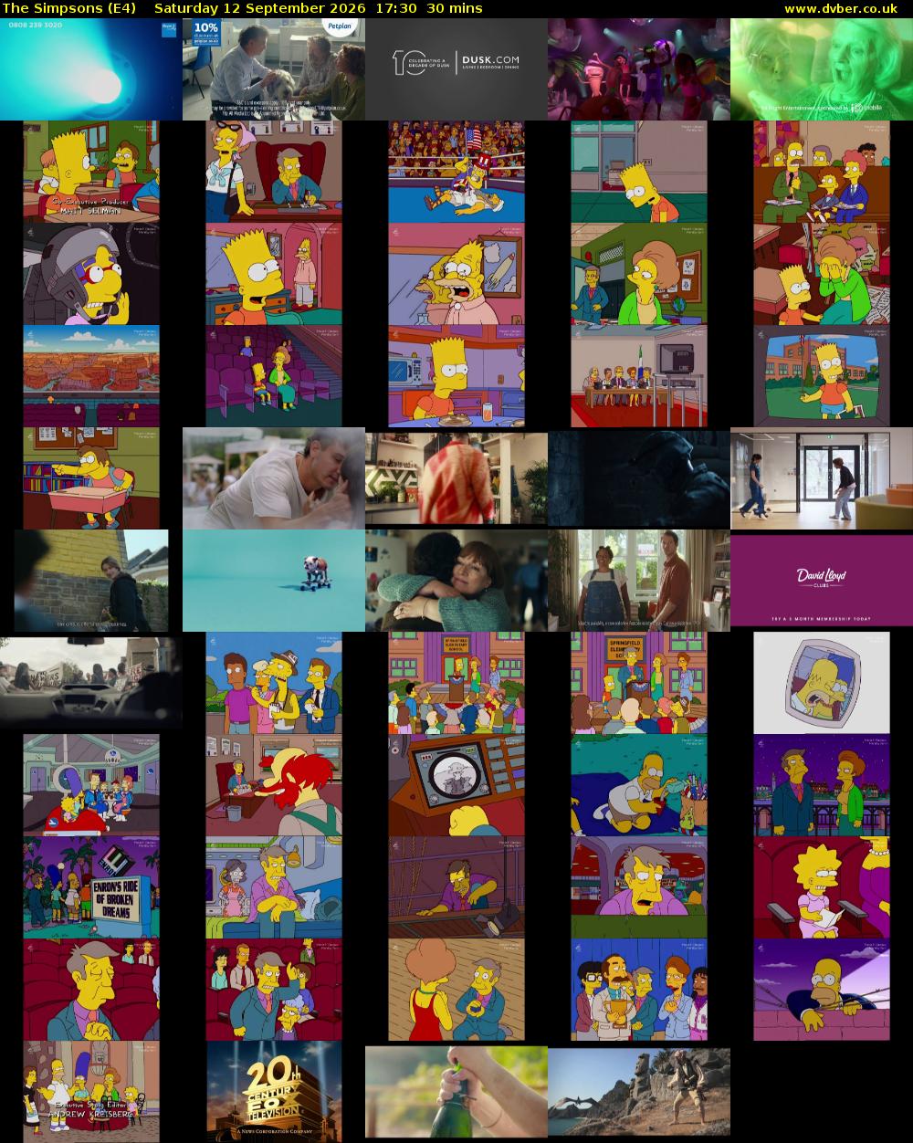 The Simpsons (E4) Saturday 12 September 2026 17:30 - 18:00