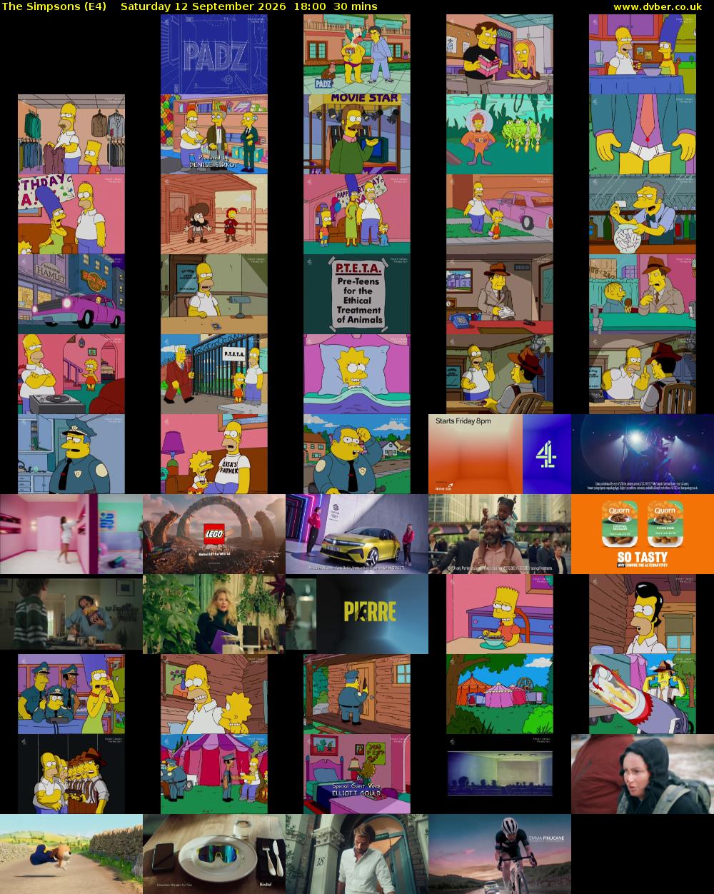 The Simpsons (E4) Saturday 12 September 2026 18:00 - 18:30