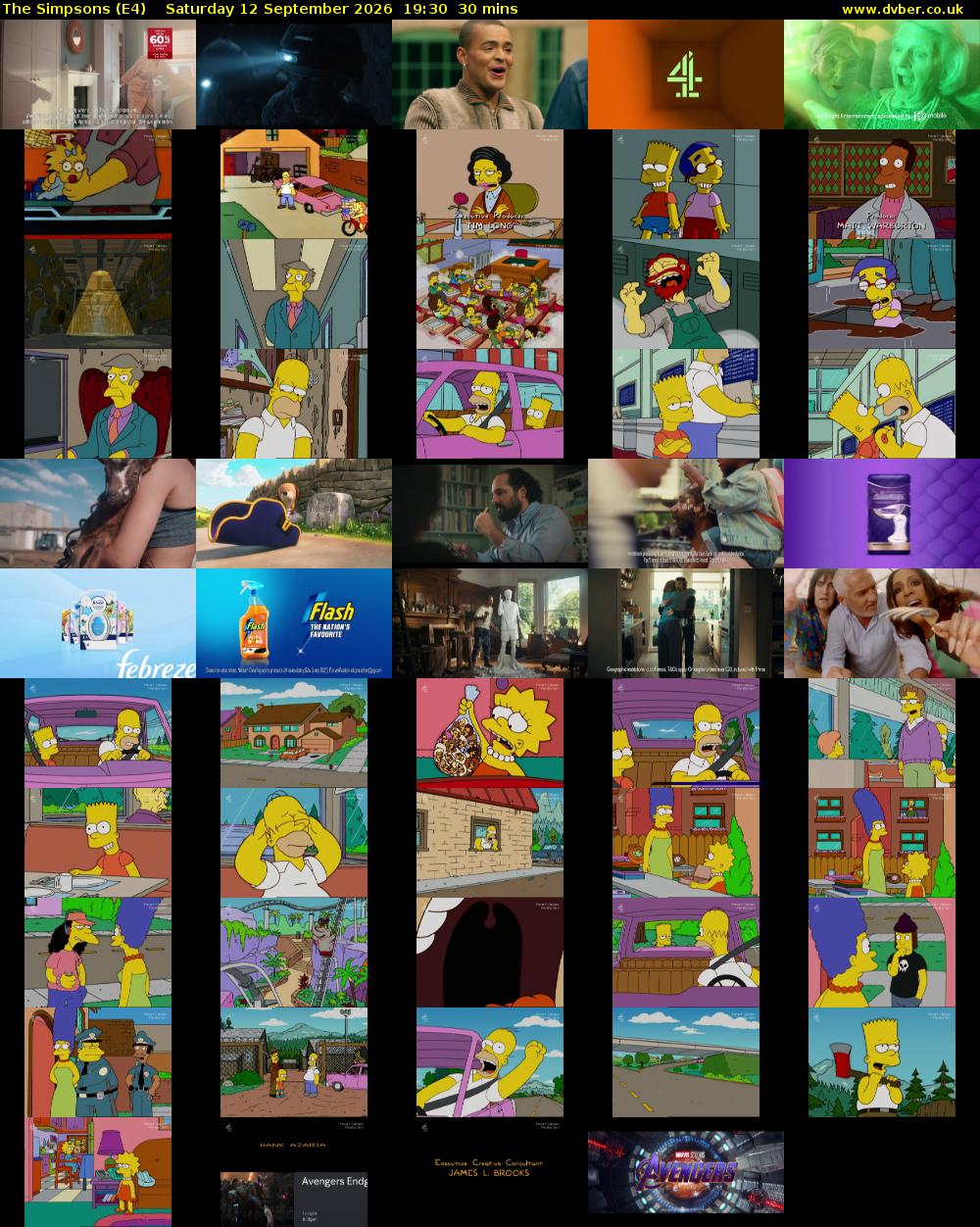 The Simpsons (E4) Saturday 12 September 2026 19:30 - 20:00