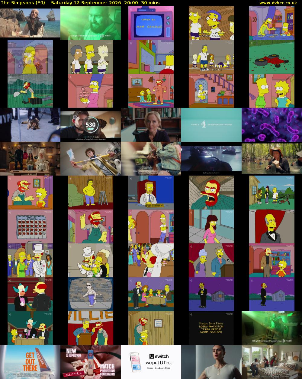 The Simpsons (E4) Saturday 12 September 2026 20:00 - 20:30
