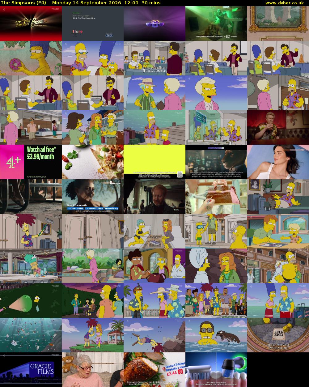 The Simpsons (E4) Monday 14 September 2026 12:00 - 12:30