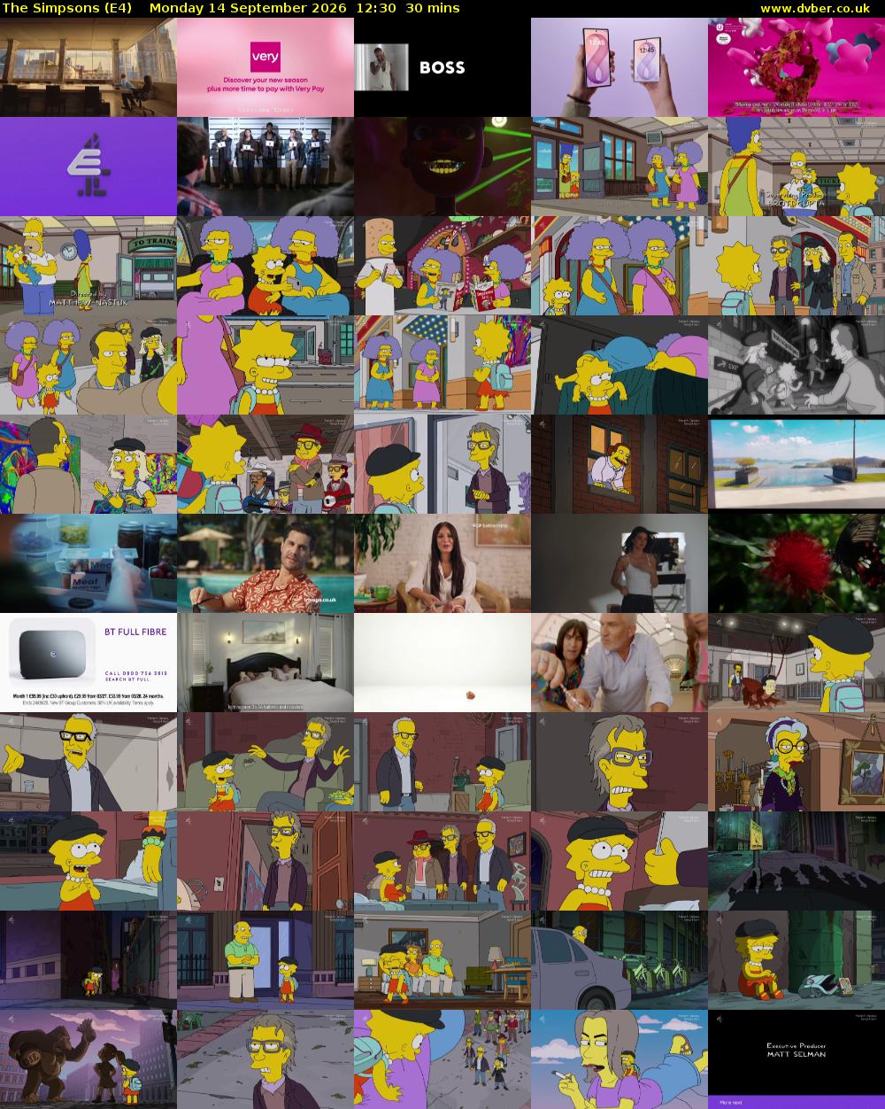 The Simpsons (E4) Monday 14 September 2026 12:30 - 13:00