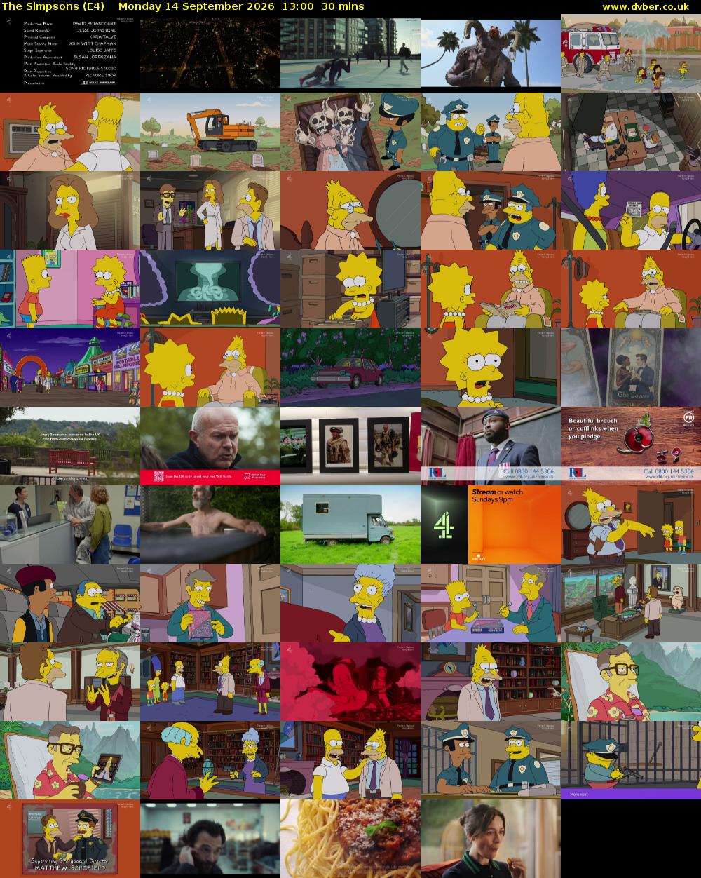 The Simpsons (E4) Monday 14 September 2026 13:00 - 13:30