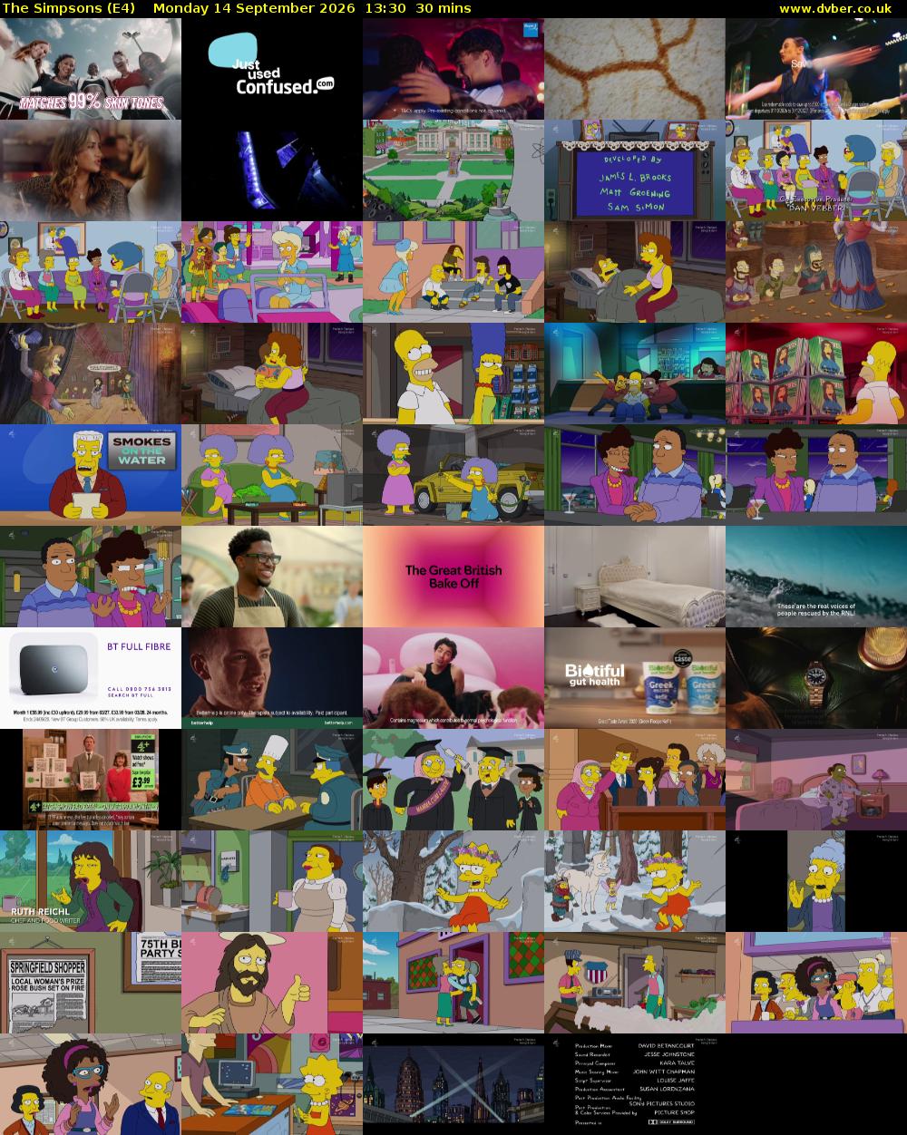 The Simpsons (E4) Monday 14 September 2026 13:30 - 14:00