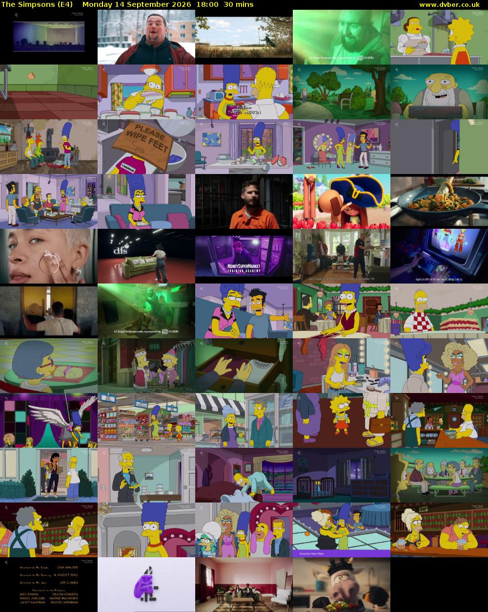 The Simpsons (E4) Monday 14 September 2026 18:00 - 18:30