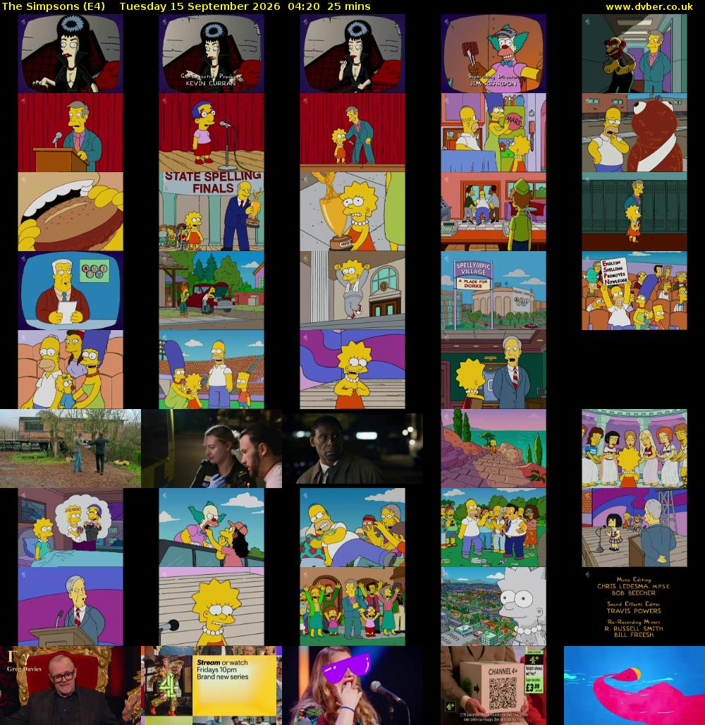 The Simpsons (E4) Tuesday 15 September 2026 04:20 - 04:45